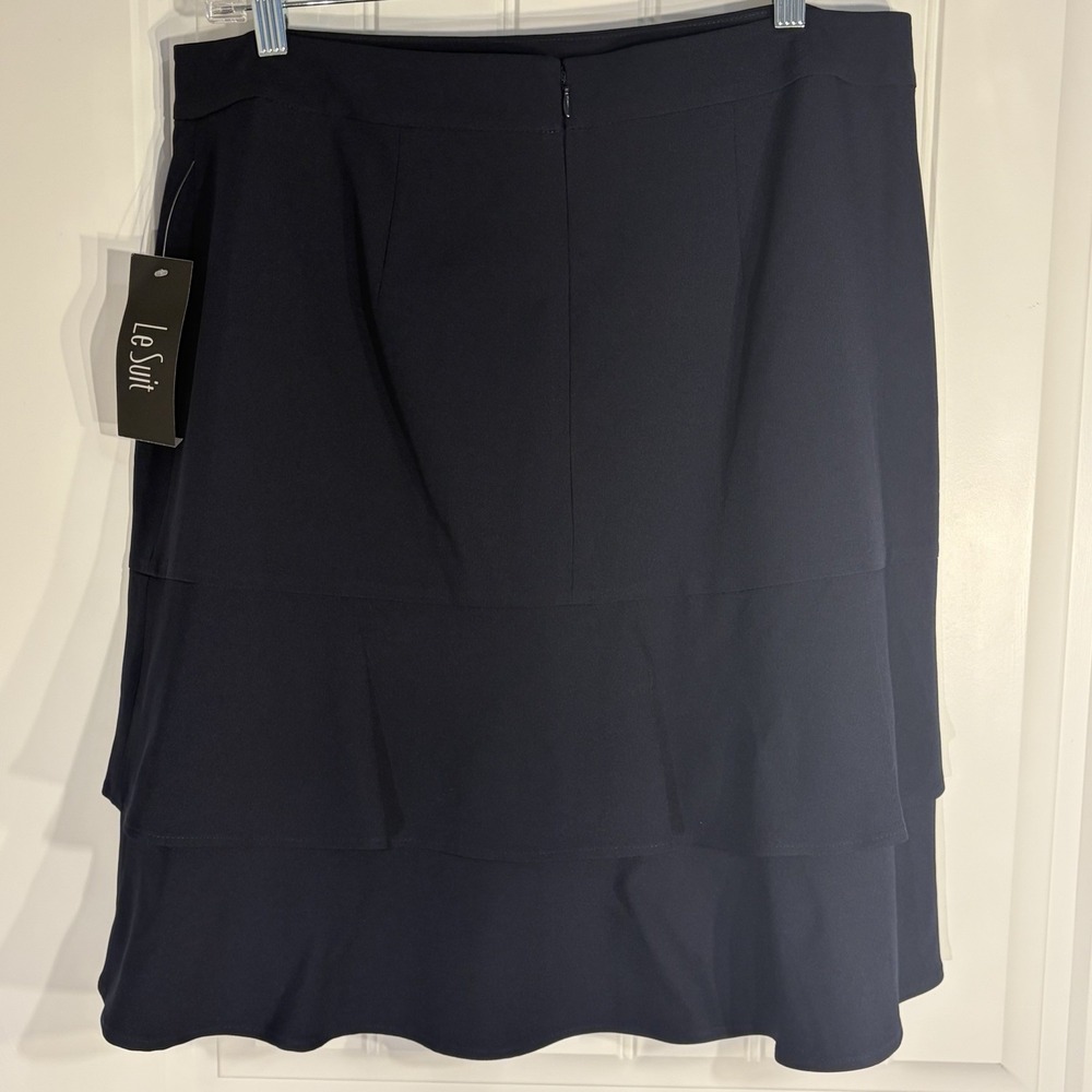 Le Suit Dark Blue A-Line Skirt Women's 12‎ Knee Length Career Office Classic